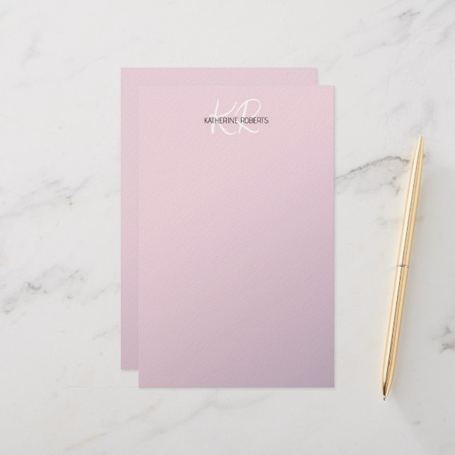 Lilac Lavender Personalised Stationery Paper (Front/Back In Situ)