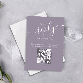 Lilac Lavender Reply Wedding Card QR Code