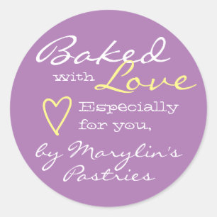 Lilac Lavender Simple Made with Love Heart Pastel Classic Round Sticker