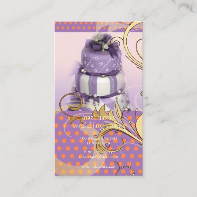 Lilac/lavender Wedding Cake/Bakery/pâtisserie Business Card (Front)