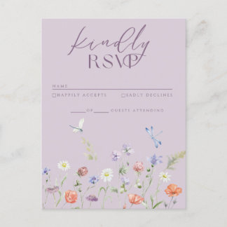 Lilac Lavender Whimsy Wildflower RSVP Card