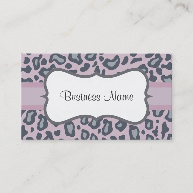 Lilac Leopard Print  Business Card (Front)