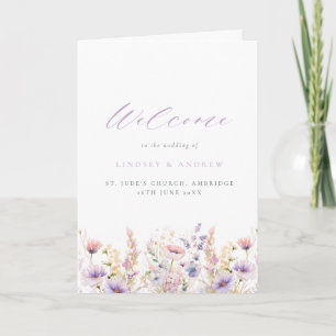 Lilac Lilac Wildflowers Folded Wedding Programme
