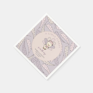 Lilac Little Turkey Feathers Fall Girl Baby Shower Napkin