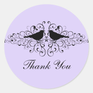 Lilac Love Bird Swirls Thank You Stickers