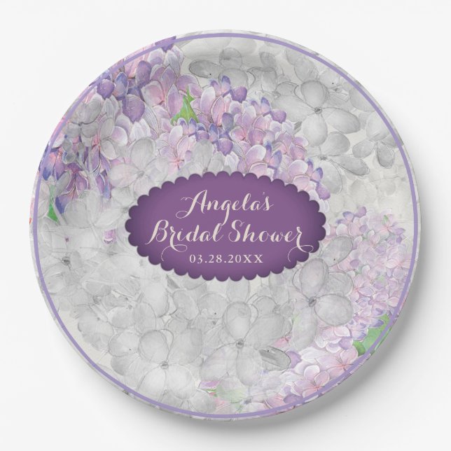 Lilac Loveliness Scalloped Violet Paper Plate (Front)