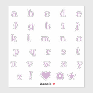 Lilac Lower Case Text Letters Alphabet Heart Star