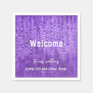 Lilac Lupines Wedding Welcome Napkin