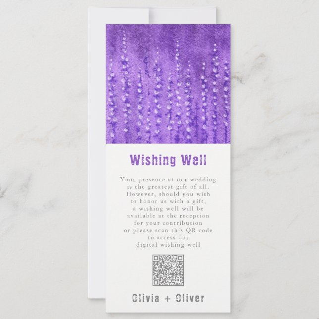 Lilac Lupines Wedding Wishing Well QR Code Invitation (Front)