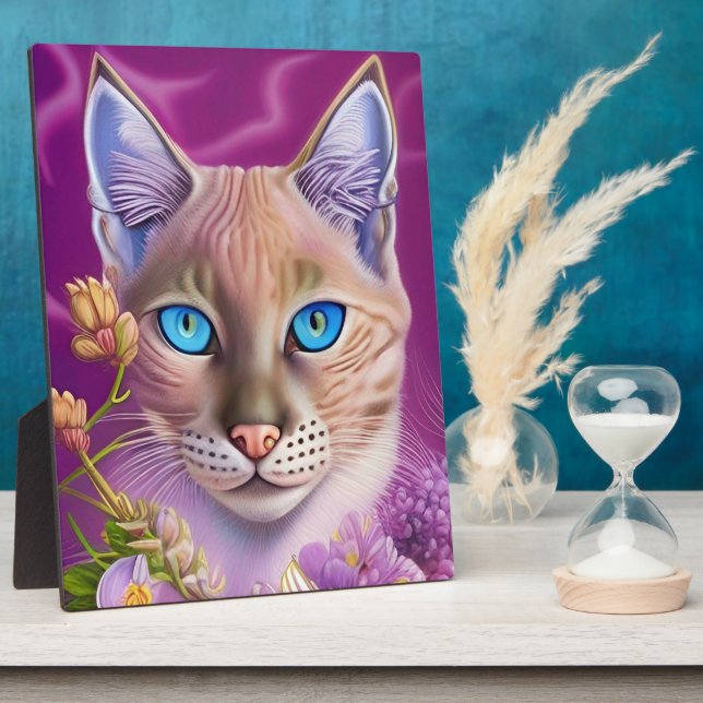 Lilac Lynx point Siamese cat in purple  Plaque (Side)
