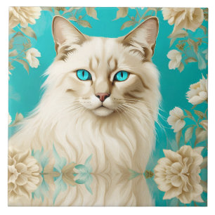 Lilac Lynx Point Siamese Portrait Art Birthday Tile
