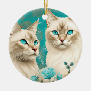 Lilac Lynx Point Siamese Portrait Art Ceramic Tree Decoration