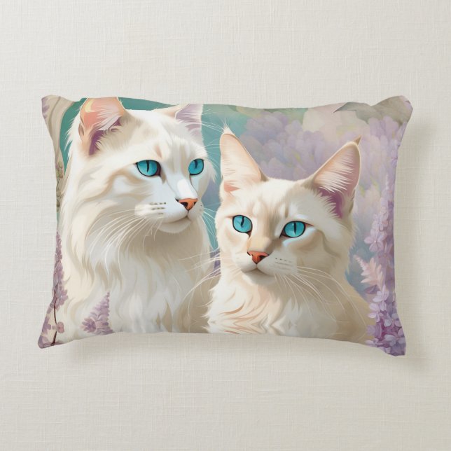 Lilac Lynx Point Siamese Portrait Art Decorative Cushion (Back)