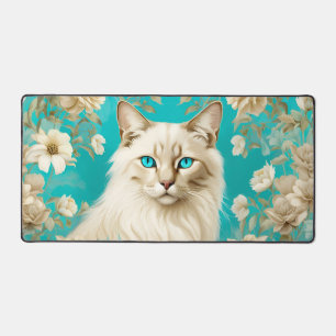 Lilac Lynx Point Siamese Portrait Art Desk Mat