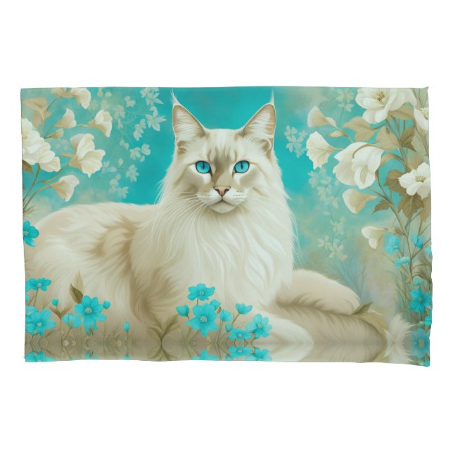 Lilac Lynx Point Siamese Portrait Art Pillowcase (Front)