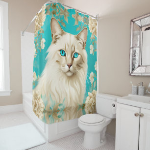 Lilac Lynx Point Siamese Portrait Art Shower Curtain
