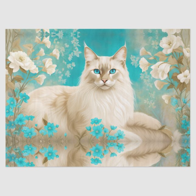 Lilac Lynx Point Siamese Portrait Art Tissue Paper (Front)