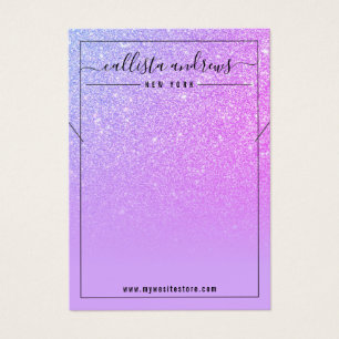 Lilac Magenta Purple Glitter Necklace Display Card