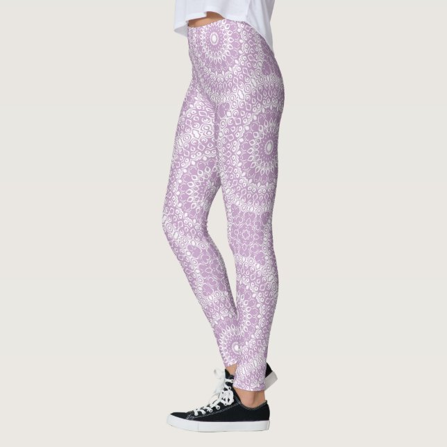 Lilac Mandala Geometric Pattern Leggings (Left)