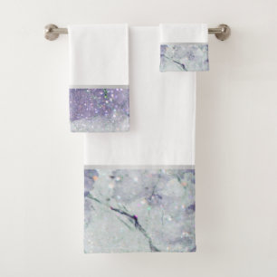 LILAC MARBLE SILVER 2 BATHROOM TOWEL SET