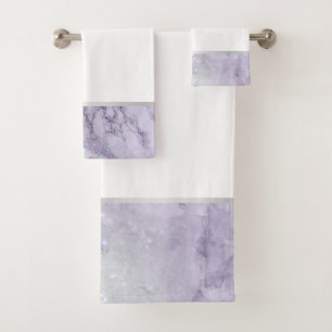 LILAC MARBLE SILVER BATHROOM TOWEL SET