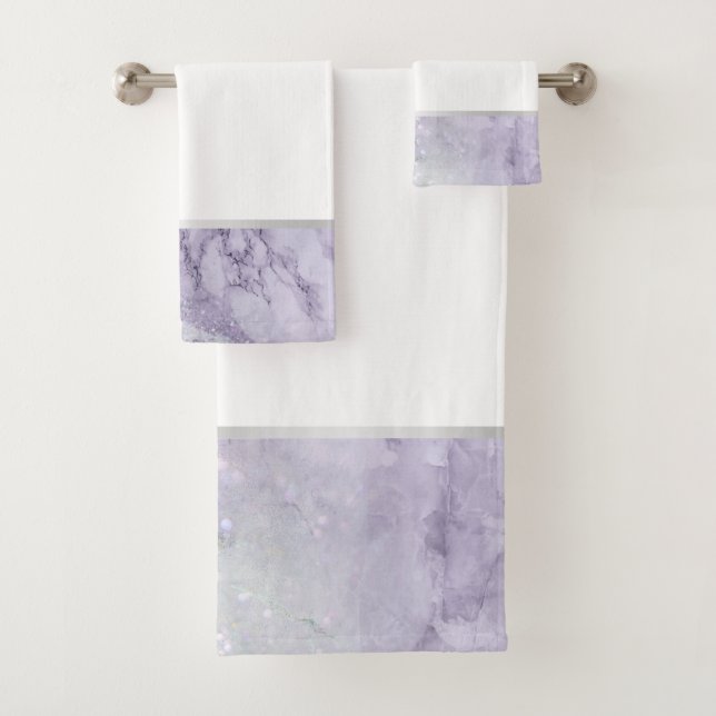 LILAC MARBLE SILVER BATHROOM TOWEL SET (Insitu)