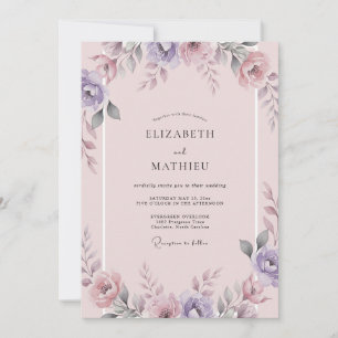 Lilac Mauve Lilac Wildflower Wedding Invitation