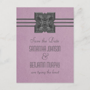 Lilac Medallion Border Save the Date Postcard