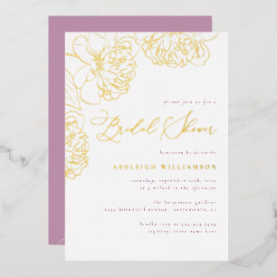 Lilac Minimalist Hand-drawn Peonies Bridal Shower