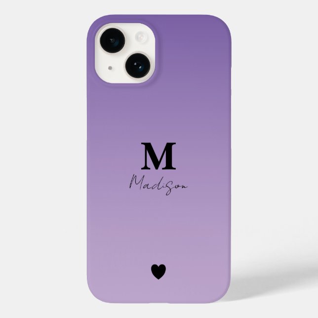 Lilac Minimalist Monogram Name  Case-Mate iPhone Case (Back)