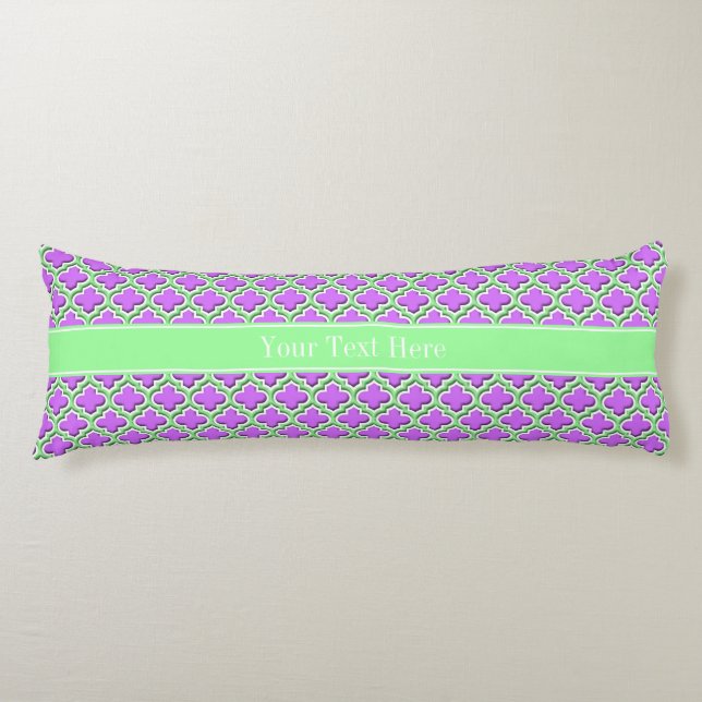 Lilac, Mint Green Moroccan #5DS Mint Name Monogram Body Cushion (Front)