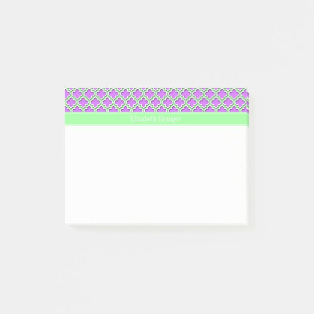 Lilac, Mint Green Moroccan #5DS Mint Name Monogram Post-it Notes (Front)