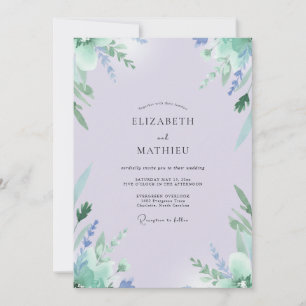 Lilac Mint Greenery Wedding Invitation