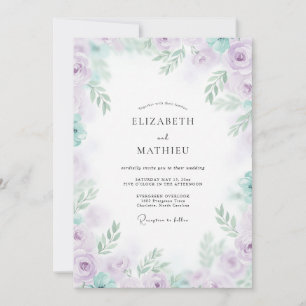 Lilac Mint Peony Wedding Invitation