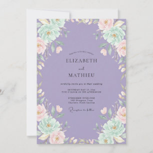 Lilac Mint Ranunculus Sage Wedding Invitation