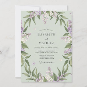 Lilac Mint Vine Wedding Invitation