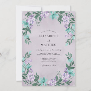 Lilac Mint Wisteria Wedding Invitation