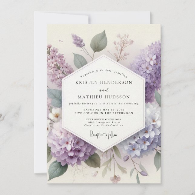 Lilac Misty Blossom Wedding Invitation (Front)