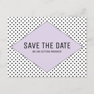 Lilac Modern Polka Dots Save the Date Announcement Postcard