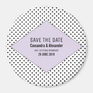 Lilac Modern Polka Dots Save the Date Magnet