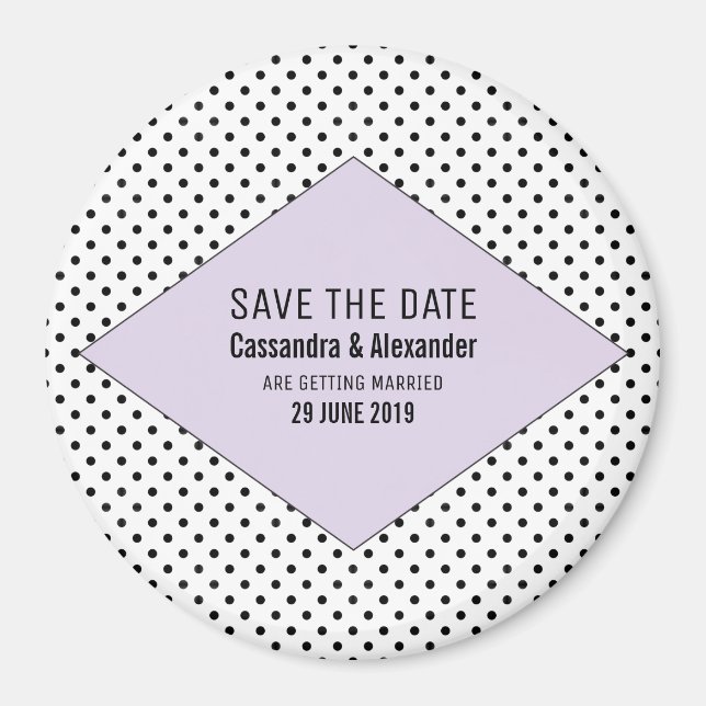 Lilac Modern Polka Dots Save the Date Magnet (Front)