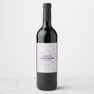 Lilac Modern Polka Dots Wedding Wine Label