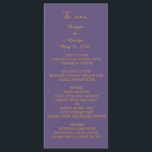 lilac modern simple deco wedding programme<br><div class="desc">Get your elegant lilac, violet coloured minimal wedding on your wedding menu and the wedding program all in one. The wedding design has a lilac, violet background with gold looking typography. Customise it on the front page with your intro, names, date and menu. On the back page you can customise...</div>