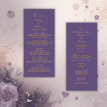 lilac modern simple deco wedding programme<br><div class="desc">Get your elegant lilac, violet coloured minimal wedding on your wedding menu and the wedding program all in one. The wedding design has a lilac, violet background with gold looking typography. Customise it on the front page with your intro, names, date and menu. On the back page you can customise...</div>