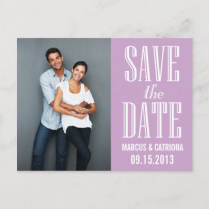 Lilac Modern Typography Save the Date Postcard