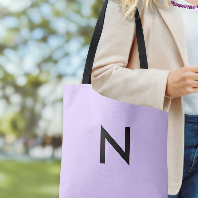Lilac Monogram Elegant Pretty Modern Stylish Tote Bag (A pretty lilac tote bag with minimalist design and monogram initial)