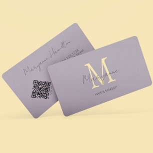  Lilac Monogram QR Code Business Card