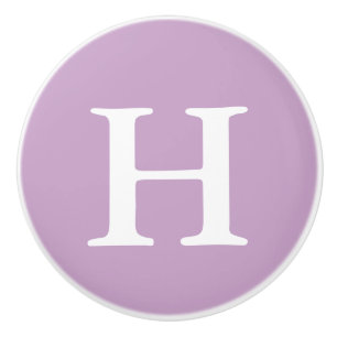 Lilac Monogrammed Ceramic Knob