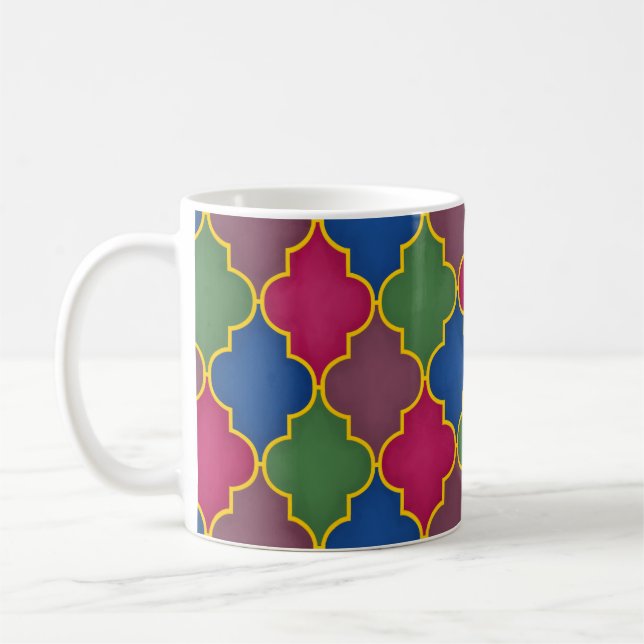 Lilac Moroccan Tile Bohemian Coffee Mug (Left)