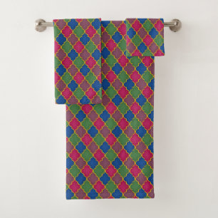Lilac Moroccan Tile (small scale) Bath Towel Set